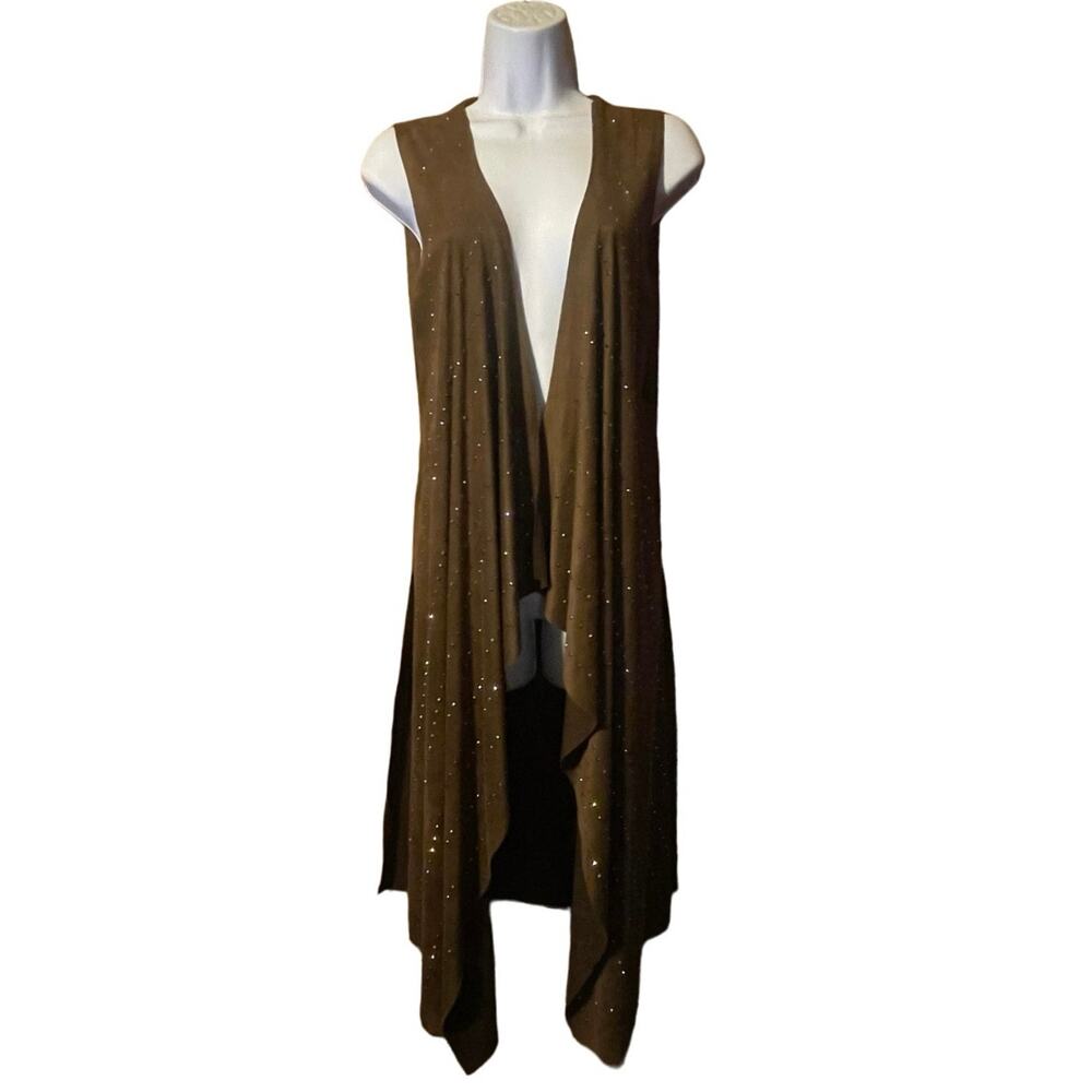 Vocal Brand Size Small Brown Suede Rhinestone Long Vest